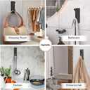 2 x Matte Black Self Adhesive Towel Hooks for Bathroom Wall Door Mounted - SUS304 Stainless Steel Strong Strips Stick on 3M Wall Hooks for Hanging Coat, Hat, Bag, Key, Jacket  5 Pack