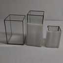 Set of 3 Square Glass Hurricane Candle Holders, Clear Glass Framed in Black-Finish Brass, Great for Home Decor and Wedding,Holiday Decor.