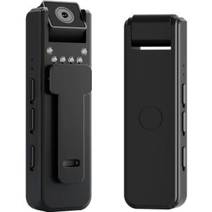 1080P Mini Body Camera Video Recorder, Small Pocket Body Born Cam Wearable Camcorder, Personal Protable Camera with Clip & Night Vision for Home, Office, Security, Work Records (No WiFi No App)