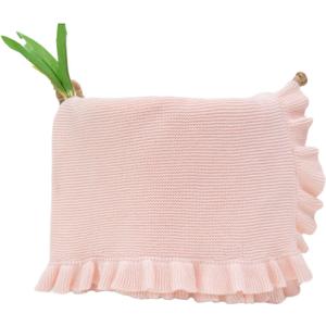 Cotton Baby Blanket with Ruffle Edge Soft Breathable Newborn Blanket for Boys & Girls, Lightweight Knit Throw for Crib, Stroller & Nursery Multiple Pink 30x40