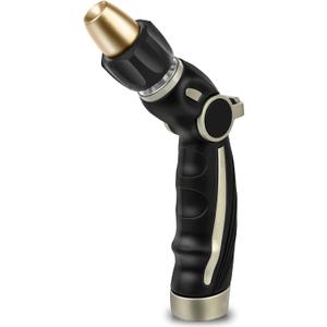 RESTMO High Pressure Hose Nozzle Sprayer, Heavy Duty Brass Head, Metal Water Hose Nozzle for Car Washing, Garden Cleaning, Lawn and Plant Watering, Adjustable Thumb Flow Control, 4 Spray Patterns