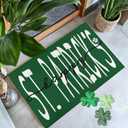 St. Patricks Day Door Mat - Happy St. Patricks & Tiny Shamrock Print Non Slip Low Profile Porch Patio Entrance Front Doormat for Irish Home Decor 17" x 30"