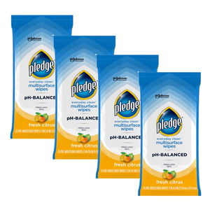 Pledge Multisurface Cleaning Wipes, pH Balanced, Fresh Citrus, 25 Count (Pack of 1, 25Total Wipes)