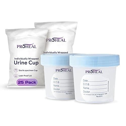 Sterile Urine Specimen Cups with Lids (100PK) - 4 oz. Sample Urine Cups for Specimen Collection - Individually Wrapped Urine Cups for Testing - Stool, Semen Analysis, and Pee Cup