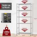 Storage Shelves - 5 Tier Shelf Organizer, Heavy Duty Garage Shelving Unit with Leveling Feet, Stable Metal Shelves Organizer for Pantry, Kitchen and Closet, 33.0" W x 12.6" D x 72.0" H, Silver