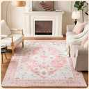 Istana 6x9 Area Rug - Pink Rugs for Living Room 6x9 - Foldable Boho Rugs for Bedroom - Stain Resistant 6x9Washable Rug - Eco-Friendly Area Rugs - Easy to Clean Living Room Rug