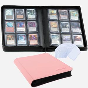 9-Pocket Toploader Binder, Clovecat Premium Card Book, Holds 252 Trading Card with 20 Removable Top-loader Sleeves, PU Card Holder Folders,Card Album for MTG, TCG, Yugioh, Game & Sports Cards (Pink)
