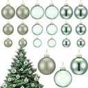 18 Pcs Glass Christmas Ball Ornament Set 1.18'' 1.57'' 2.36'' Christmas Tree Decoration Baubles Matte Shiny Clear Hanging Glass Balls Bulk for Xmas Tree Party Holiday Decor Gifts (Green)