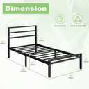 Lutown-Teen Twin XL Bed Frame with Headboard and Footboard, 12 Inch Classic Metal Platform Twin XL Platform Bed Frame, No Box Spring Needed, Easy Assembly, Noise Free, Black