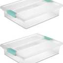 STERILITE 19638606 Large Clip Box, Clear with Blue Aquarium Latches 2 pieces (Large)