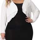 Agnes Orinda Plus Size Cardigan for Women Long Sleeve Open Front Elegant Cropped Shrugs Bolero Cardigans (White, XXL)