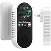 NICGOL 4 in 1 Upgraded Natural Gas Leak Detector and Carbon Monoxide Detectors, Dual Sensor Gas Leak Detector & Carbon Monoxide Detectors Plug in (Temperature & Humidity) for Home, RV (Black)