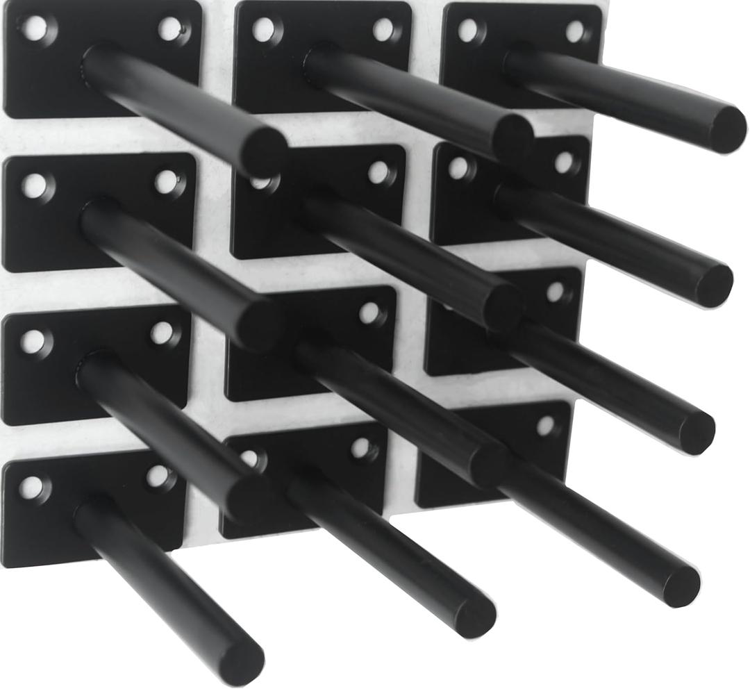 12 Pcs 4" Black Solid Steel Floating Shelf Bracket Blind Shelf Supports - Hidden Brackets for Floating Wood Shelves - Concealed Blind Shelf Support  Screws and Wall Plugs Included