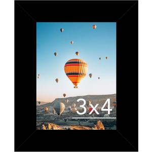 3x4 Picture Frame Black for Tabletop or Wall, 3 x 4 Wall Gallery Poster Photo Frame with Shatter Resistant Plexiglass, Black
