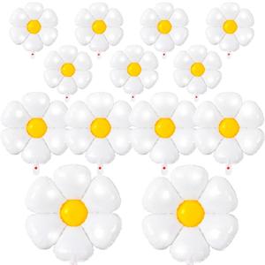 Daisy Balloons- 14Pcs Daisy Flower Foil Balloons for One or Two Groovy Party Decorations Girls Daisy Themed Birthday Party Baby Shower Wedding Balloon Decorations White