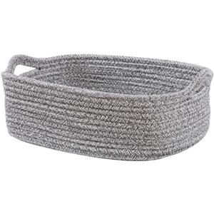 Cotton Rope Storage Basket, Cube Changing Table Organizer for Closet Towels, Baby Nursery Bin, Small Dog Cat Toy Box, Gift Baskets empty (14.5"x 11"x 5") by CIKI HOME, Pack Of 2