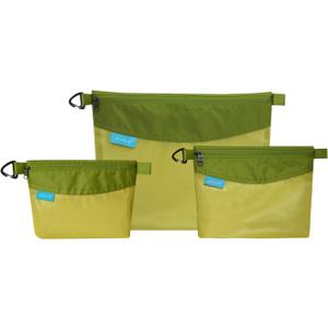 pack all 3 Pcs Water-resistant Material Zipper Pouch Set, Mesh Zipper Bags for Storage, Travel, Office (Green)