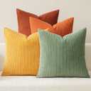 MIULEE Decorative Throw Pillow Covers 18x18 Inch Set of 4, Vibrant Cushion Covers Vintage Retro Home Decor, Mix and Match Color Clash Design for Sofa Couch Bed Living Room Yellow Rust Green