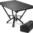 Folding Camping Table, Load 380 LBS Max One-Piece Die-Cast Aluminum Frame Small Low Rectangle Side Table, Outdoor Portable Metal Foldable Camp Table for Beach, RV, Patio, Picnic