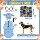 Huhumy 5 Pcs Dog Graduation Costume Set Include 2026 Pet Graduation Gown with Stole Puppy Grad Cap Lensless Glasses DIY Letter Stickers for Dogs Cats Holiday Costume Accessory(Light Blue,XL)