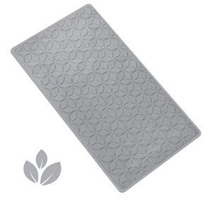 WRISIN Bathtub Mat Non Slip with Suction Cups - 100% Rubber Bathroom Mat Textured for Bath Tub Shower Safety - Soft on Touch - BPA/PVC Free - Pet Dog Bath Mat - Machine Washable - 16 × 28 Inch（Gray）