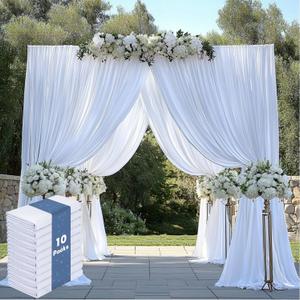 50ft x 14ft White Backdrop Curtains for Wedding-Wrinkle Free Backdrops Curtain Drapes Fabric Photo Back Drop Cloth for Baby Shower Photography Stage Reception, 10 Panels 14ft(H) x 5ft(W)