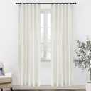 XTMYI 80 Inch Closet Curtains for Bedroom Closet Door,Linen Cotton Boho Semi Sheer Back Tab Pleated Easy Open Sliding Closet Door Curtains,80 Inches Long,2 Panels Set,Cream Ivory Off White (Birch)