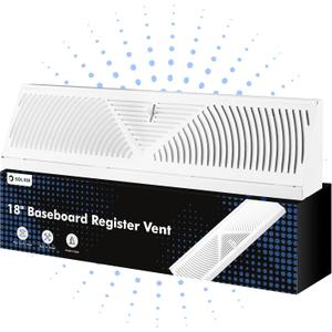 18 Inch Baseboard Register Vent, White Adjustable Baseboard Vent Covers Heavy Duty Steel Corner Return Air Grille Air Diffuser for Home Floor Wall