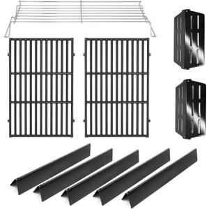 Criditpid Grill Replacement Parts for Weber Genesis 300 Series, 7620 Flavorizer Bars, 7622 Heat Deflector, 7528 Grates & 65054 Warming Rack Kit for Weber 310 S310 E320 E330 S330 EP310 Grill