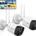 (2-Way Audio & 2-Antenna Enhance) 5MP Outdoor Wireless Security Camera System, Dual Antennas Enhanced PIR WiFi Video Surveillance Cameras