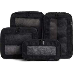 Compression Packing Cubes for Travel - Luggage Organizer Bags - Double Zipper Packing Cubes for Suitcases (4-Pack, Black)