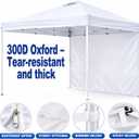 10x10 Canopy Sidewall, 1 Pack White Wall Panel, Frame Not Included Heavy Duty 300D Oxford Waterproof Pop Up Canopy Tent Walls with Zipper No Frame or Top, vvv