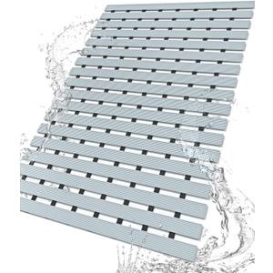 DEXI Bathtub Shower Mat Non Slip, 24x35 Bath Tub Floor Mats, Textured Bathroom Bathmat, Drain Holes, Washable, Easy Dry, Grey