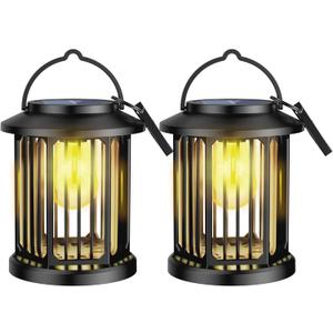 Solar Lanterns Outdoor Waterproof, Upgraded Bright Hanging Solar Lights for Outside,Solar Powered Lanterns Lighting LED for Garden Patio Yard Decorative 2 Pack