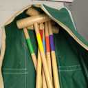 ApudArmis 32In Six Player Croquet Set with Deluxe Premiun Pine Wooden Mallets,Colored Ball,Wickets,Stakes - Lawn Backyard Game Set for Adults/Teens/Family (Large Carry Bag Including)