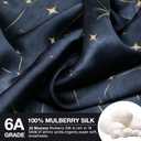 King Galaxy Constellation Print Silk Pillowcase for Hair and Skin, 22 Momme 100% Mulberry Silk Pillow Cases with Zipper, 20"x36"