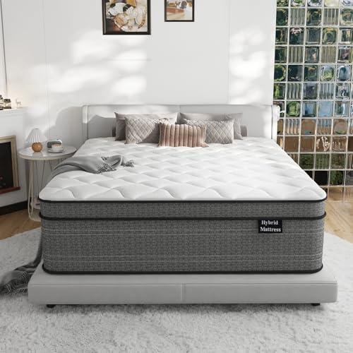 Ruoysun King Size Mattress, 14 Inch Hybrid King Bed Mattress in a Box, Medium Firm, Gel Memory Foam and Individual Pocket Spring for Motion Isolation, Edge Support, CertiPUR-US