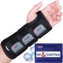 FEATOL Wrist Brace Carpal Tunnel, Night Support Brace with Wrist Splint, Adjustable Straps, Hot/Ice Pack for Women and Men, Left Hand, Small/Medium, Tendinitis, Arthritis, Pain Relief