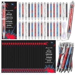 Sayglossy 60 Pack Spider Birthday Gift Party Favors Supplies 30 Pack Spider Ballpoint Pens 30 Cards Themed Stuffers Birthday Party Decorations Supplies