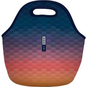 Sok It LunchTote Zippered Bag Insulated Neoprene Caddy (Hexagon Sunset, Large 4.5 Quart Lunch Tote)