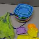 RACPNEL Collapsible Beach Toys for Kids, 3 Pack Foldable Sand Buckets and Shovels Set with Mesh Bag, Silicone Pails for Beach Travel Essentials, Easter Egg Hunt, Sand Toys Molds for Kids and Toddlers