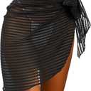 Geyoga Women Crochet Cover up Skirt Triangle Shawl Hollow Out Bikini Mermaid Skirt Bathing Suit Cover up Beach Skirt (Black)