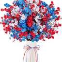 27PCS 4th/Fourth of July Decorations Artificial Flowers Red White Blue Patriotic Picks Berry Stems Memorial Independent Day Decor for Home Vase Table Centerpieces