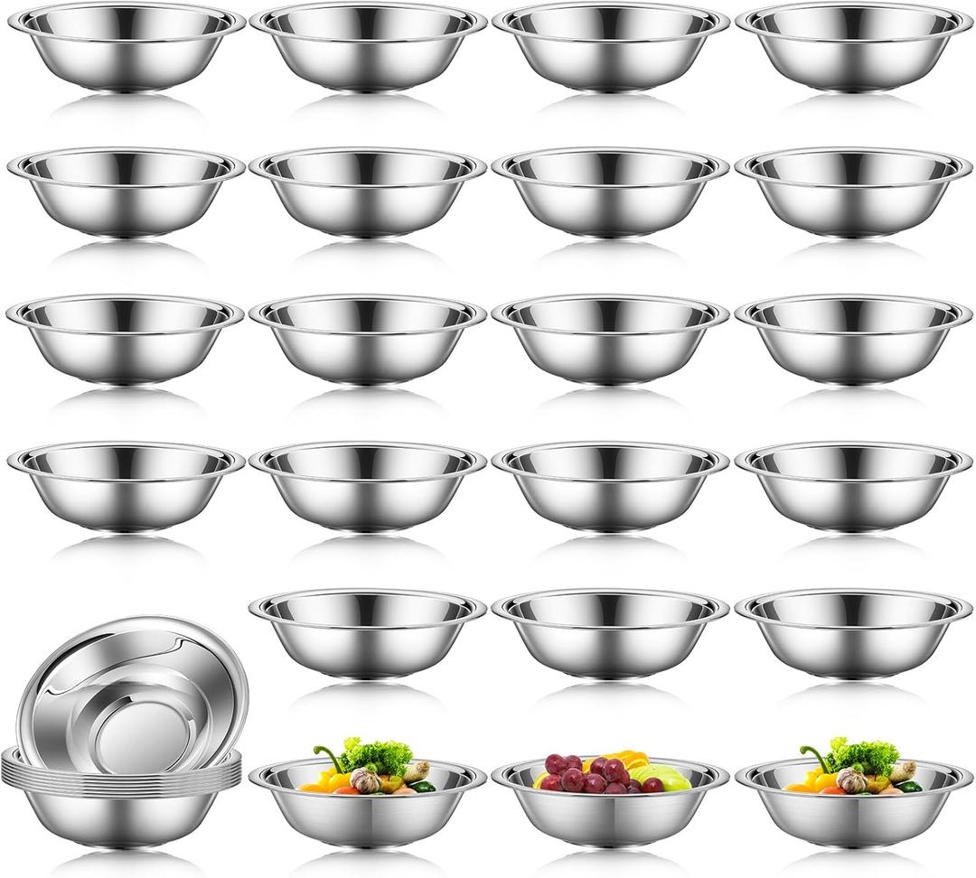 Tioncy 30 Pack Small Mixing Bowls, 3/4 Quart Stainless Steel Prep Bowl for Sauces, Snacks, Side Salads, 6.3 Inch Cooking Baking Bowls Set with Flat Base, Dishwasher Safe