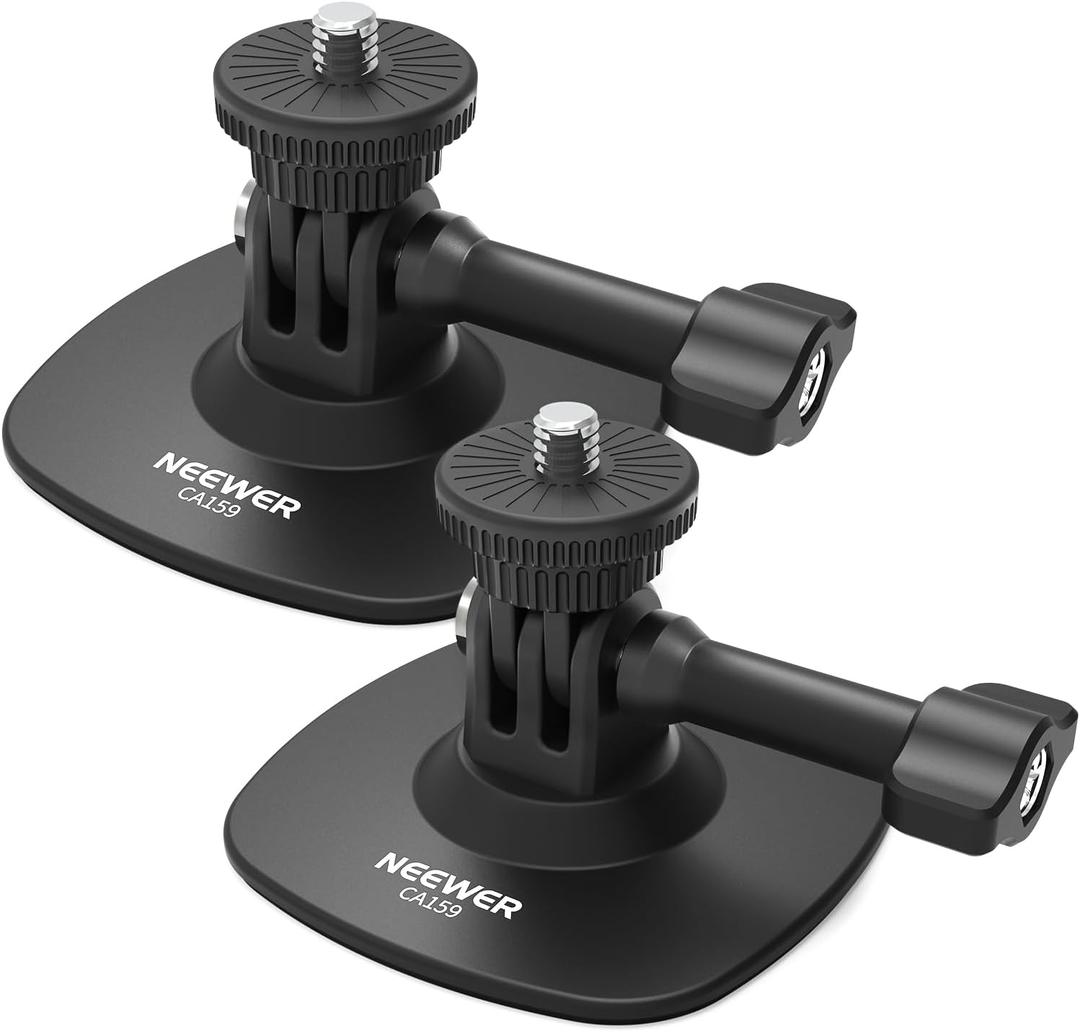 NEEWER Adhesive Mount 2 Pack Compatible with Insta 360 GoPro DJI AKASO Action Camera, 180 Flexible Car Helmet Holder Base Adapter for POV Video Recording Live Streaming, for 1/4" Accessories, CA159