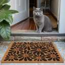 Boho Door Mat Retro Floral Outdoor Welcome Mats,Cute Outside Entrance Non Slip Doormat, Porch Back Door Home Decor(17X30in, Black Flower)