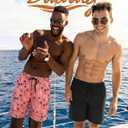 Buauty Mens Swim Trunks with Compression Liner 7 Inch Inseam Quick Dry Swim Shorts Mens Swimsuit Board Shorts with Pockets (Black, L)