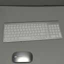 Wireless Keyboard and Mouse Ultra Slim Combo, TopMate 2.4G Silent Compact USB 2400DPI Mouse and Scissor Switch Keyboard Set with Cover, Batteries Included, for PC/Laptop/Windows/Mac - Silver White