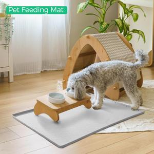 cozyide Waterproof Under Sink Mat, 34" x 22" Sink Protectors for Kitchen Sink Organizers and Storage, Multifunctional Silicone Mat for Bathroom, Garden, Pet Feeding, Light Gray