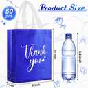 50 Pcs Thank You Gift Bags with Handles Bulk Reusable Non Woven Bags Bridesmaid Souvenir Handbags for Wedding Easter Graduation Sorority Birthday(10 x 8 x 4 Inch,Royal Blue)